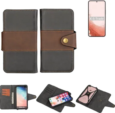 Produktbild von K-S-Trade Handyhülle Schutzhülle Hülle Bookstyle Wallet-Case kompatibel mit Samsung Galaxy S22 Exynos Bumper Rundumschutz schwarz-braun 1x