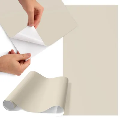Produktbild von Möbelfolie 65x130 cm - Klebefolie Möbel - Selbstklebende Folie - Folie für Möbel - Möbelfolie Küche - Klebefolie Küche - Möbelfolie Schrank - Wasserdicht - Abwaschbar - Selbstklebend - Luftblasenfrei - Rückstandslos entfernbar - Heller Stein