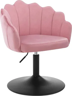 Produktbild von WOLTU Schminkstuhl, mit Lehne, Blumenform, höhenverstellbar drehbar, Samt, Metall : Rosa Farbe: Rosa