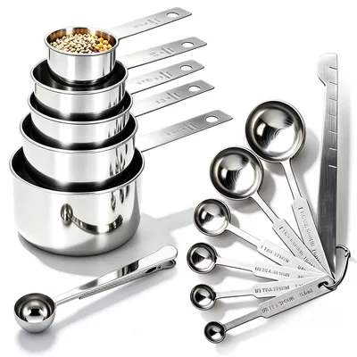 Imagen del producto de Omgoods - Juego de 13 piezas de tazas y cucharas medidoras de acero inoxidable
