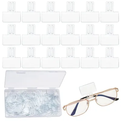 Imagen del producto de TRANKIELO® - 100 sujetaprecios transparentes para gafas – mini portaetiquetas – duraderos y fáciles de usar