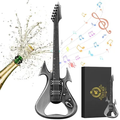 Produktbild von Flaschenöffner E-Gitarrenform Silber Metall Geschenkbox