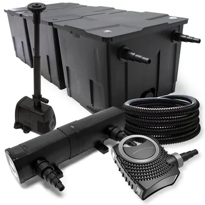 Obrázok produktu pre Filtračná súprava pozostávajúca zfiltra pre jazierka do 90000 l, UVC čističa s 18 W, 80 W čerpadla a fontánového čerpadla