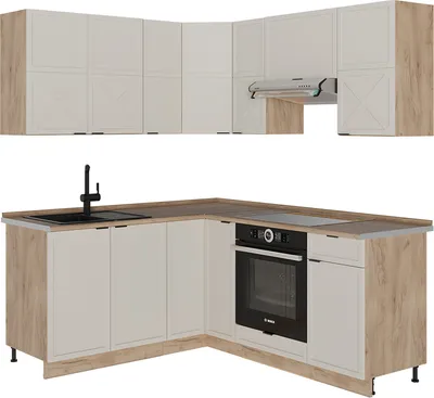 Produktbild von Eckküche Vicco Fame-Line GrauBeige/Goldkraft Eiche 190 x 60 cm , AP Eiche, Model 50518