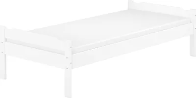 Produktbild von Einzelbett massiv Kiefer weiß 90x200 Futonbett Holzbett Zubehör wählbar V-60.31-09WRollrost und Matratze inkl.