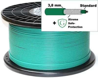Immagine prodotto di Cavo di sicurezza compatibile Ferrex ® + guaina XTREME SAFE-PROTECTION - filo di protezione per i confini dei tosaerba robot di Aldi - avvolgicavo - Ø3,8mm - HQ, lunghezza:500m