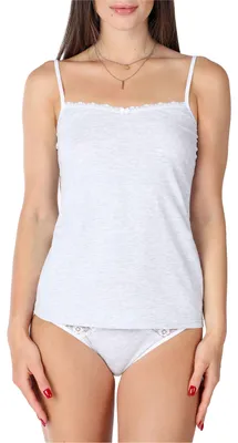 Produktbild von Bellivalini Damen Unterhemd aus Baumwolle mit Spitze BLV50-221 (Grau, L )