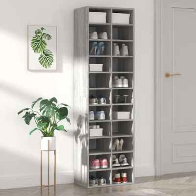 Produktbild von Schuhregal Grau Sonoma 54x34x183 cm Holzwerkstoff , Schuhregale Design 2024