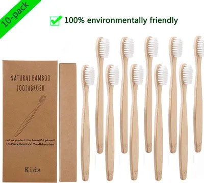 Obrázok produktu pre bambusové zubné kefky Zubné kefky s mäkkými štetinami, 10 ks, odstraňujú povrchové škvrny, hygienický čistič
