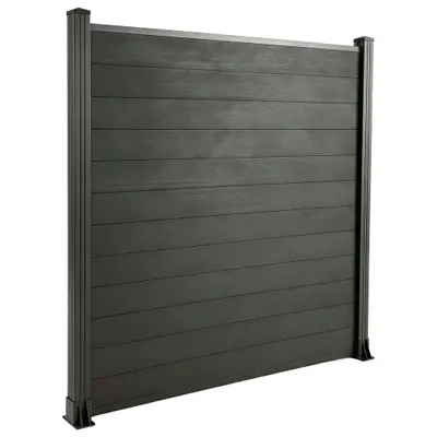Produktbild von Floordirekt WPC Sichtschutzzaun Ponza 180x180cm schwarz moderner Gartenzaun mit Aluminium-Pfosten wetterfest pflegeleicht als Sichtschutz & Windschutz