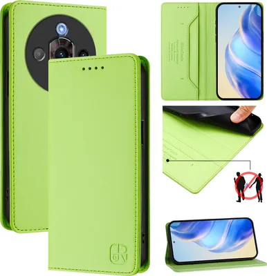 Obrázek produktu pro Kožené pouzdro pro ZTE Nubia Focus Pro, flipové pouzdro s přihrádkami na karty, peněženkou a stojánkem Zelený