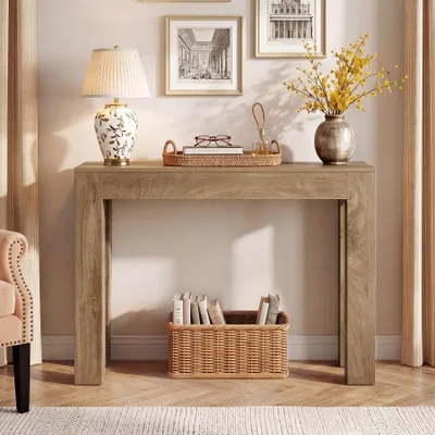 Image de Table d'appoint Tribesigns de 105 cm de style rustique, table d'entrée en bois, table d'appoint étroite pour le couloir, l'entrée et le salon