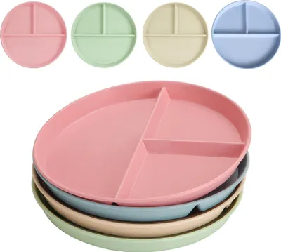 Produktbild von Unterteilte Essteller-Sets, 4er-Pack unzerbrechliche Diätteller