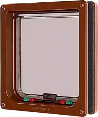 Produktbild von Katzenklappe mit 4-Wege-Verschluss für große Katzen - Braun - B: 235 cm H: 25 cm