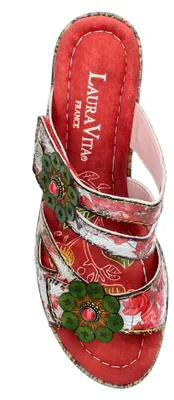 Produktbild von Laura Vita Damen Pantolette floral Ornamente Kork Plateau NELLAO 32, Größe:41 EU, Farbe:Rot