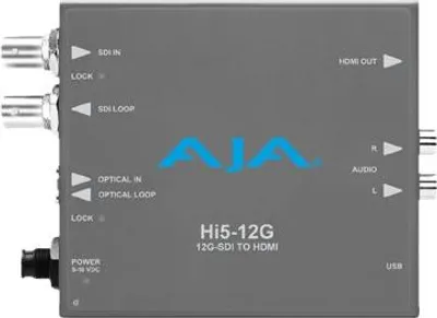 Produktbild von AJA Hi5-12G, Aktiver Videokonverter, Grau, 4096 x 2160, -, 480i, 576i, 720p, 1080i, 1080p, 2160p, BNC, HDMI + RCA