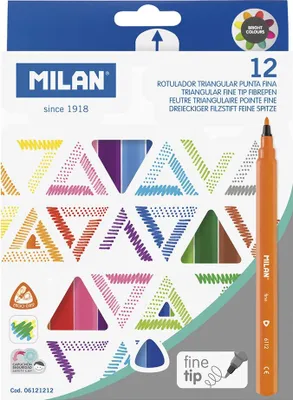 Immagine prodotto di Pennarelli triangolari sottili 12 colori