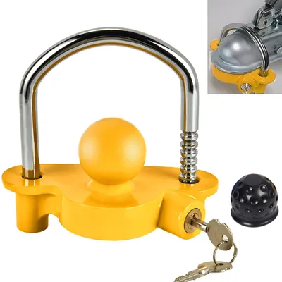 Imagen del producto de Candado para remolque, muy seguro, protección antirrobo, color amarillo