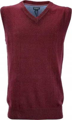 Produktbild von Strickweste Herren Weste pullunder V-Pullover Ärmellos Strickjacke 100%Baumwolle ROT 3XL