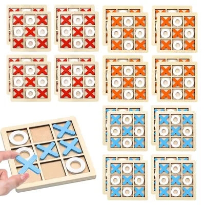 Produktbild von Spiel – Tic-Tac-Toe – Mini-Spielbrett aus Holz – 24 Stück – Gastgeschenk