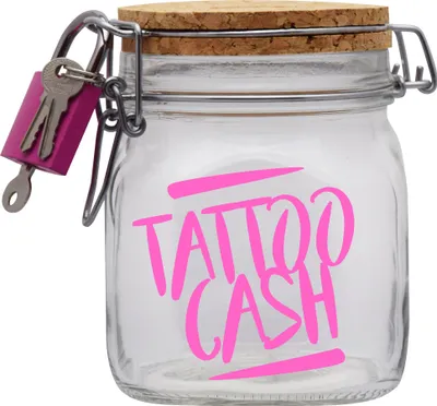 Produktbild von Spardose Geld Geschenk Ideen Tattoo Cash Transparent Größe M 0.75 Liter