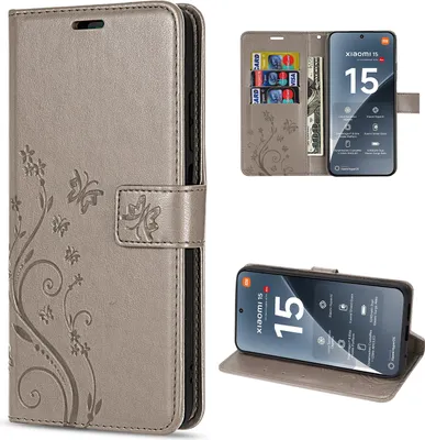 Produktbild von Hülle für Xiaomi 15 Handy Tasche Handyhülle Wallet Case Flip Cover in Grau
