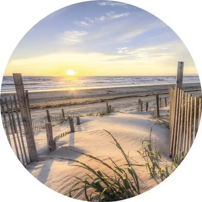 Produktbild von Glasbild Beachview l Strandlandschaft bei Sonnenuntergang Ø 20 cm