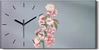 Produktbild von Küchenuhr Bürouhr Leinwand Uhr Geräuschlos 60x30 Gemälde Blumen Pflanzen Kunst - schwarze Hände