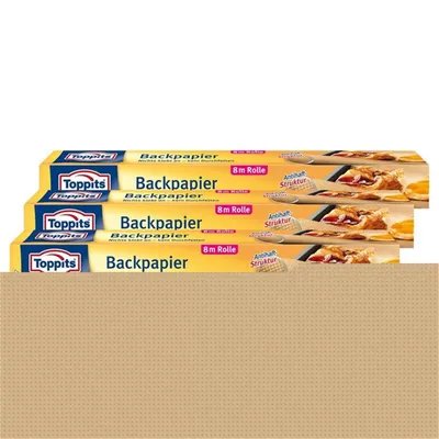 Produktbild von Toppits Backpapier 8m Rolle 38cm breit Antihaft-StStruktur (3er Pack)