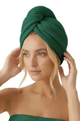 Produktbild von Spod Igły i Nitki Active Turban Haarhandtuch Mikrofaser 350g/m² Grün - Schnelltextil