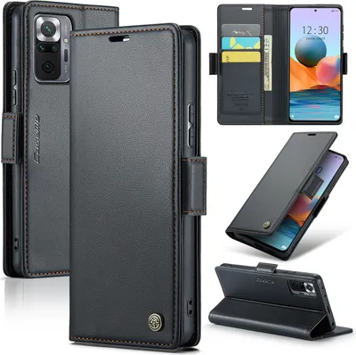 Produktbild von Redmi Note 10 Pro Hülle, Leder Brieftasche Kartenfach Schutzhülle mit Standfunktion für Xiaomi Redmi Note 10 Pro / Note 10 Pro Max Schwarz