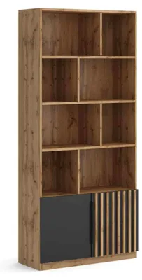 Produktbild von Masseno Buchregal ZENO,Ideal für Büro, Wohnzimmer oder Lesezimmer, Stil Modern, 90x35x200 cm, Ausführung Matt, Eiche Wotan