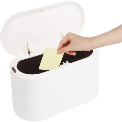 Obrázok produktu pre SPHProducts – Kontajner na odpadky – Miniatúrny kôš na odpad – Výklopné veko – Biely – Kompaktný kôš na odpad – Vhodný do kuchyne, kúpeľne a kancelárie – 1 kus