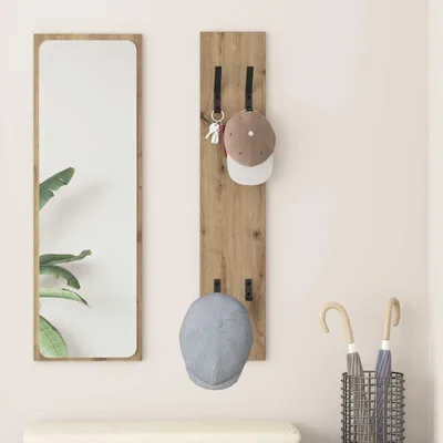 Produktbild von Möbel Wandmontierter Kleiderständer mit Speicher Eiche handwerklich - Wandregale 874466