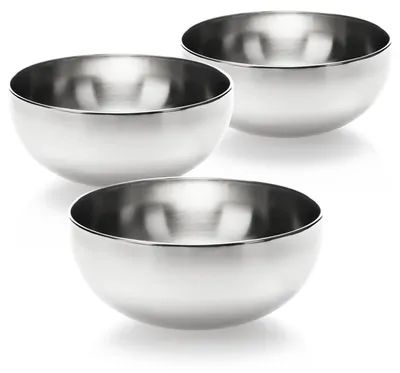 Produktbild von com-four® 3-teiliges Rührschüssel Set aus Edelstahl - Edelstahlschüssel Ø 20 cm