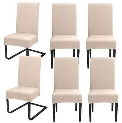 Produktbild von Stuhlhussen 6er Set, Stretch, Waschbar, Beige, für Schwingstühle