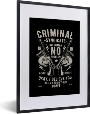 Produktbild von MuchoWow® MuchoWow® Gerahmtes Poster Mancave - Waffen - Schwarz - Vintage 30x40 cm - Poster mit zchwarzem Bilderrahmen - Wandposter Schlafzimmer