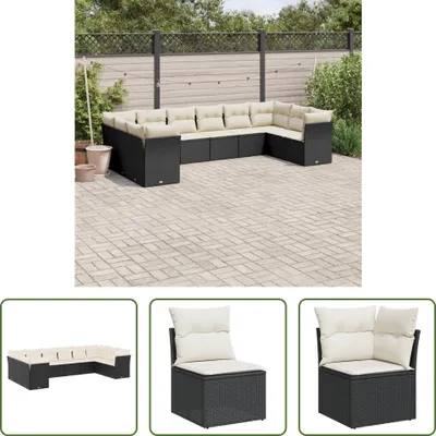 Produktbild von The Living Store 10-tlg. Garten-Sofagarnitur mit Kissen Schwarz Poly Rattan