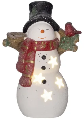Produktbild von Weihnachtsdeko Schneemann Vogel 4 warmweiße LEDs 25 x 15,5 x 38 cm