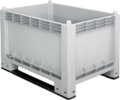 Produktbild von Industriebox mit 2 Kufen, Wände/Boden geschlossen, LxBxH 1000 x 700 x 650, grau
