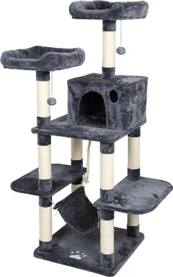 Produktbild von Katzenbaum - Katzenkratzbaum mit Hängematte - 145 cm - grau
