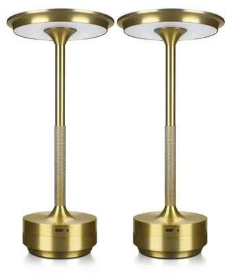 Produktbild von Kabellose LED-Tischlampe – Rund & Metall – Touch-Steuerung – 2 Stück – Gold