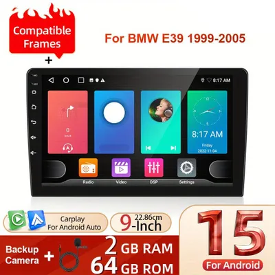 Imagen del producto de Android 15: Sistema multimedia para automóvil, radio doble DIN, navegación con pantalla táctil, manos libres Bluetooth