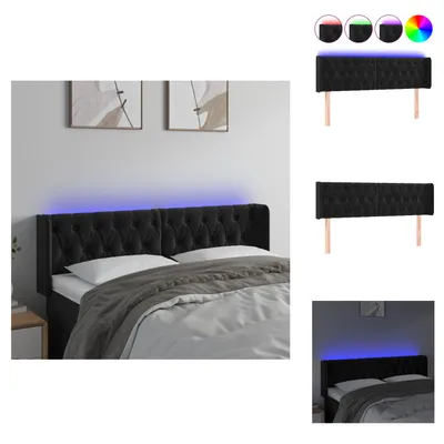 Produktbild von vidaXL LED Kopfteil Schwarz 163x16x78/88 cm Samt -  Kopf- & Fußenden