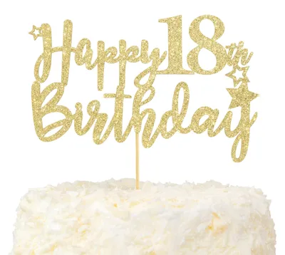 Produktbild von Kuchenverzierungen für den 18. Geburtstag mit goldenem Glitzer