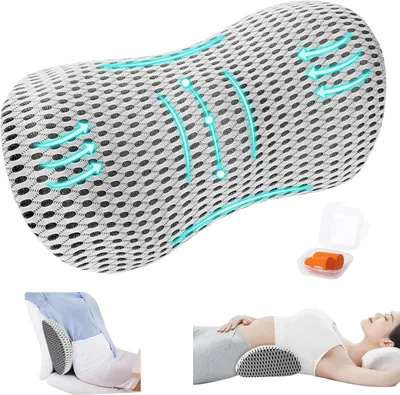 Imagen del producto de Almohada lumbar de espuma viscoelástica, ergonómica, ajustable, para sillas de oficina y viajes