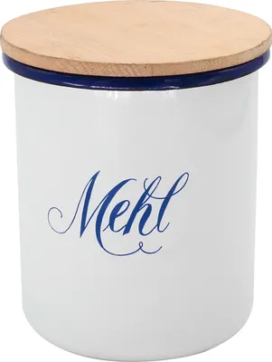 Produktbild von Krüger Dose Mehl 12cm emailliert, weiß/blau/natur
