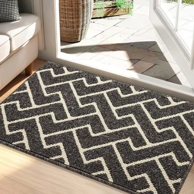 Image de Paillasson intérieur et extérieur, 60 x 90 cm, noir, antidérapant, absorbant, imperméable