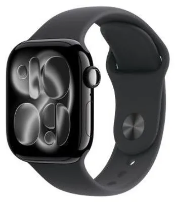Zdjęcie produktu dla Apple Watch Series 11 (2025) GPS 42mm Czarna obudowa z aluminium, Czarny sportowy pasek S/M UE MEQT4