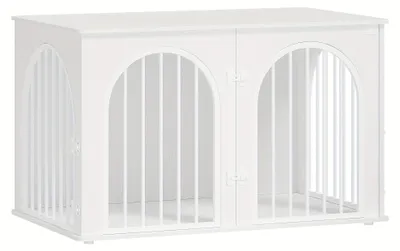Immagine prodotto di Trasportino per cani - Cuccia per cani - Gabbia per cani - Cesto per cani - Trasportino per animali - Bianco - 3 porte con tavolino laterale